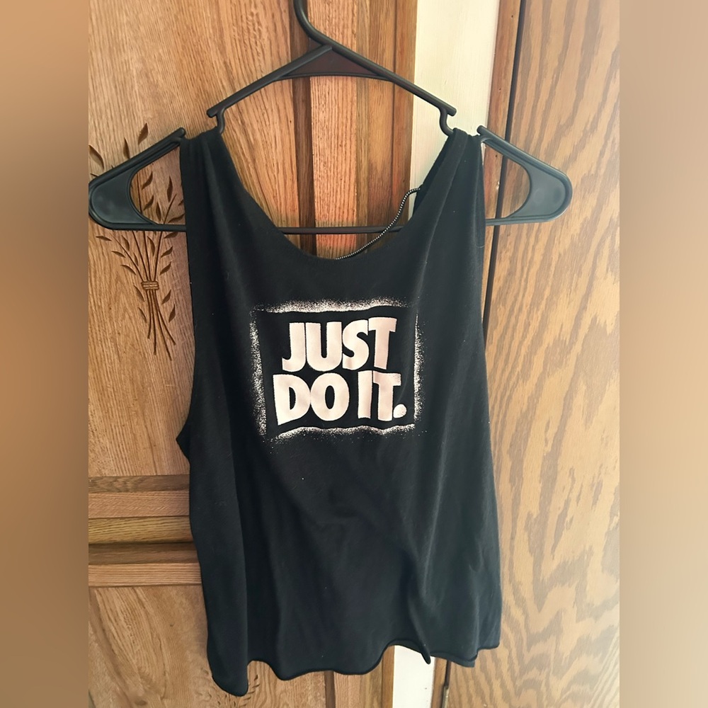Nike Black Tank with White "JUST DO IT." Graphic